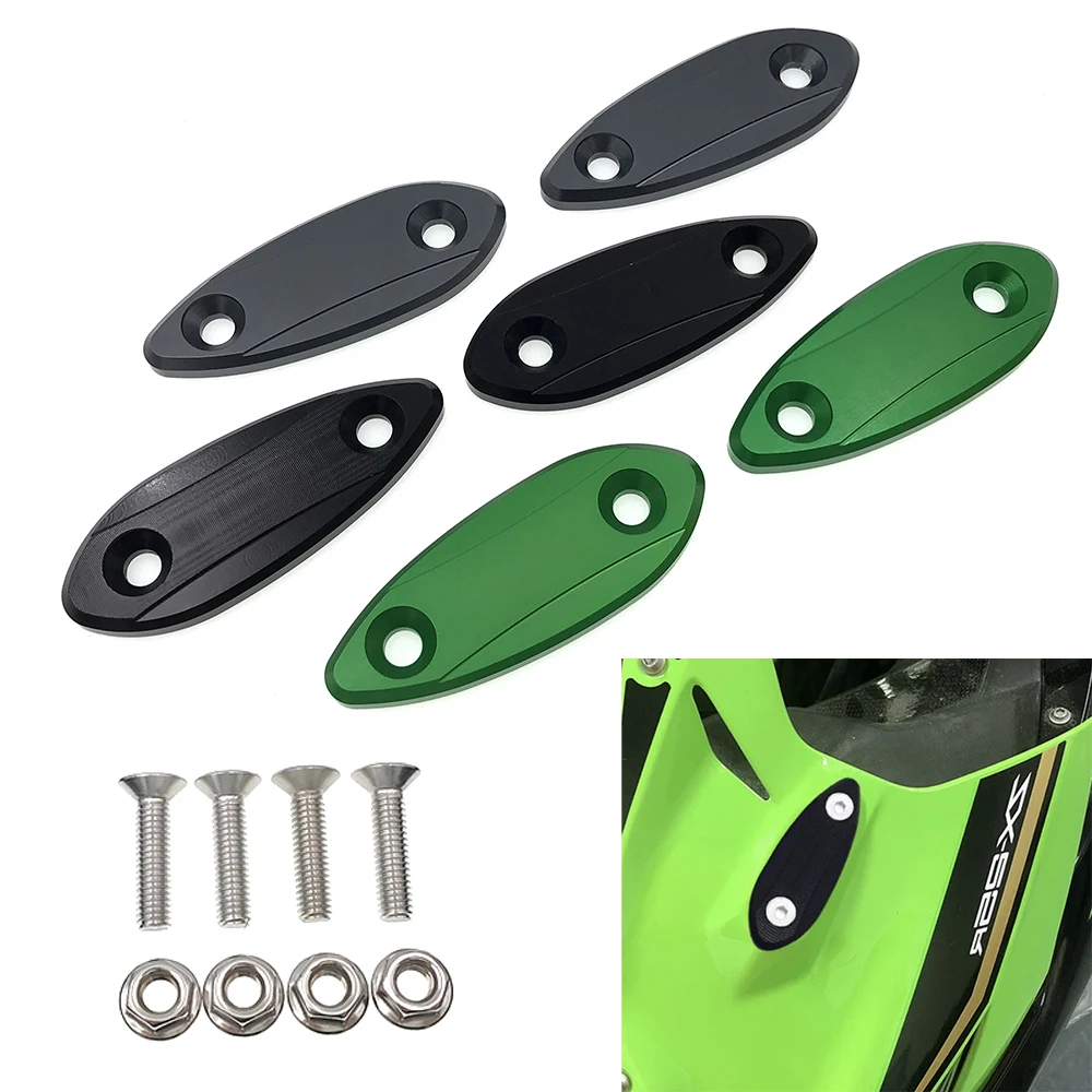 

For Kawasaki ZX-6R ZX-25R Ninja 250 300 400 650 250SL Motorcycle Aluminium Rearview Mirror Hole Cap Cover Mirror Eliminators