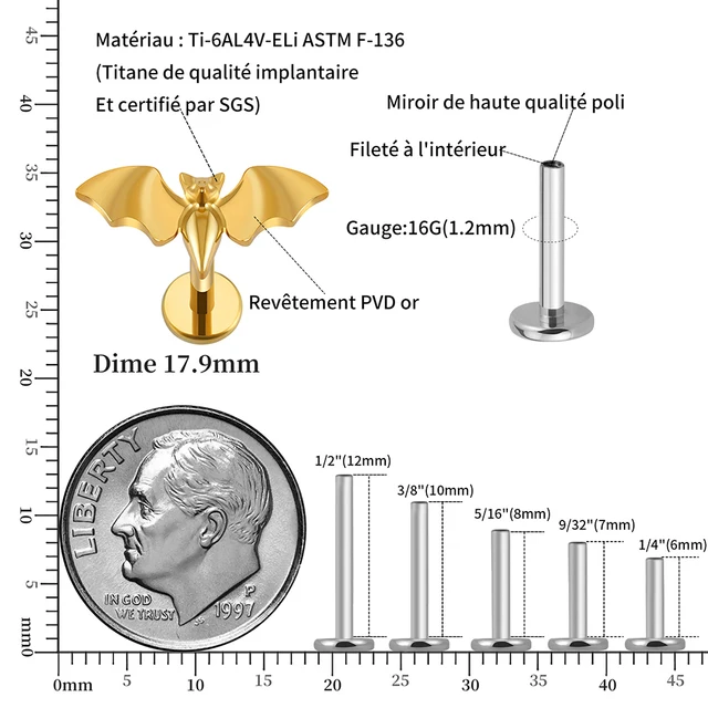 Sky - Luceat Piercing - Labret Titane ASTM-F 136 – LUCEAT PIERCING