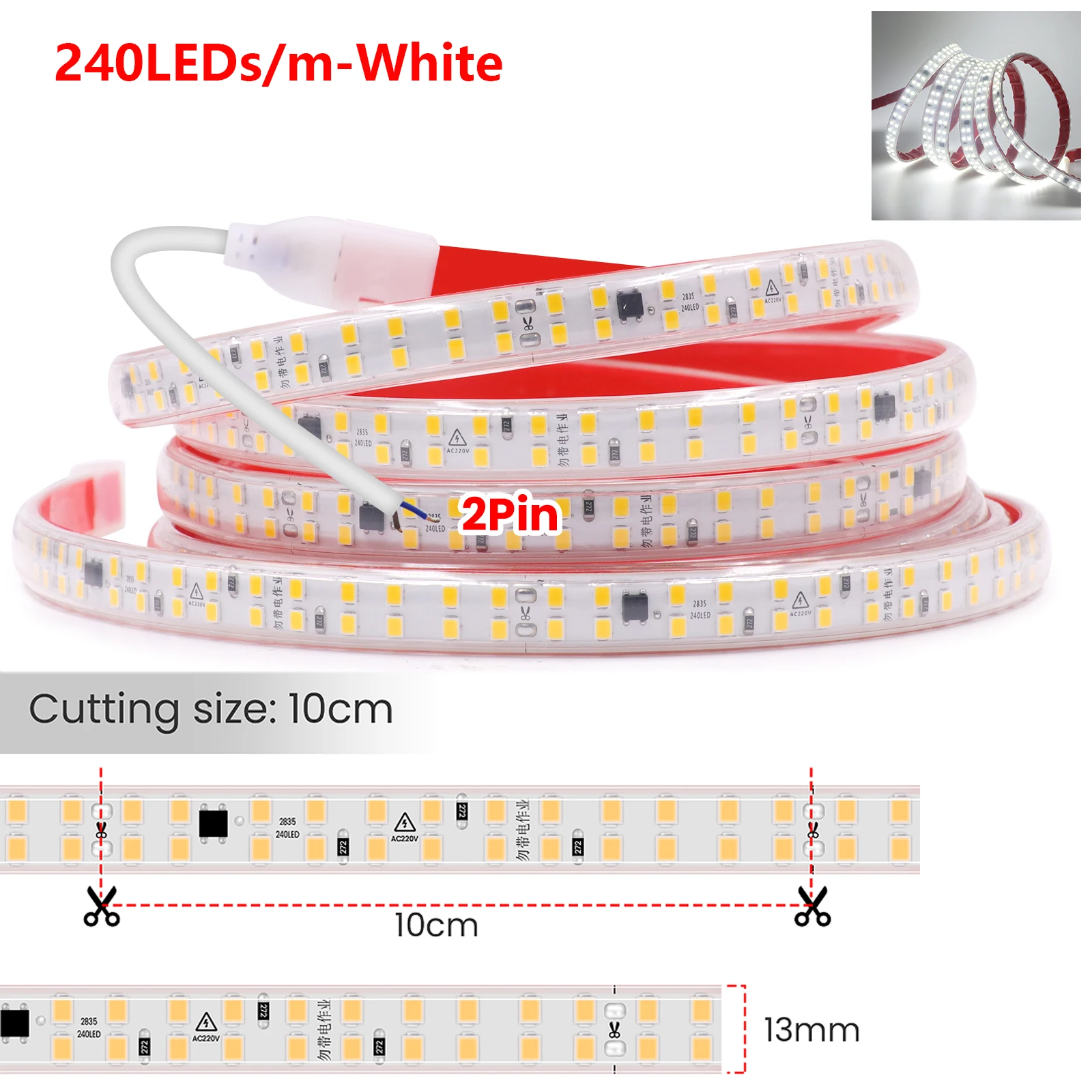 ตัวเลือกสินค้า แถบไฟ LED ยืดหยุ่น กันน้ำ ตัดได้ 2835 120 LED/m