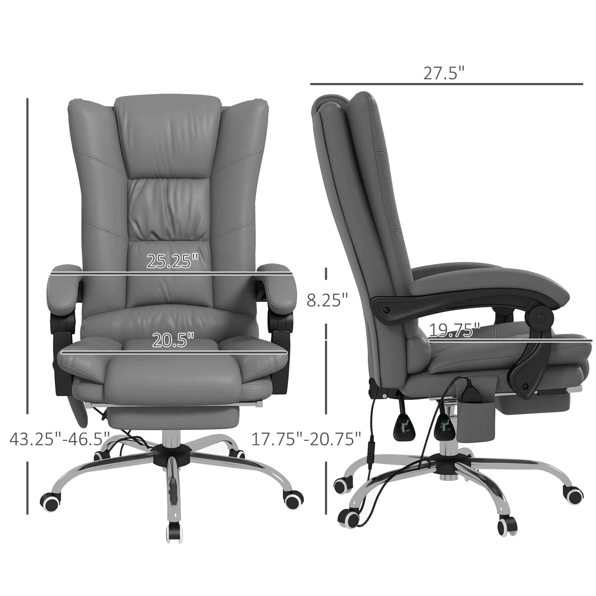 Vinsetto Vibration Massage Office Chair with Heat, Footrest, Gray 4