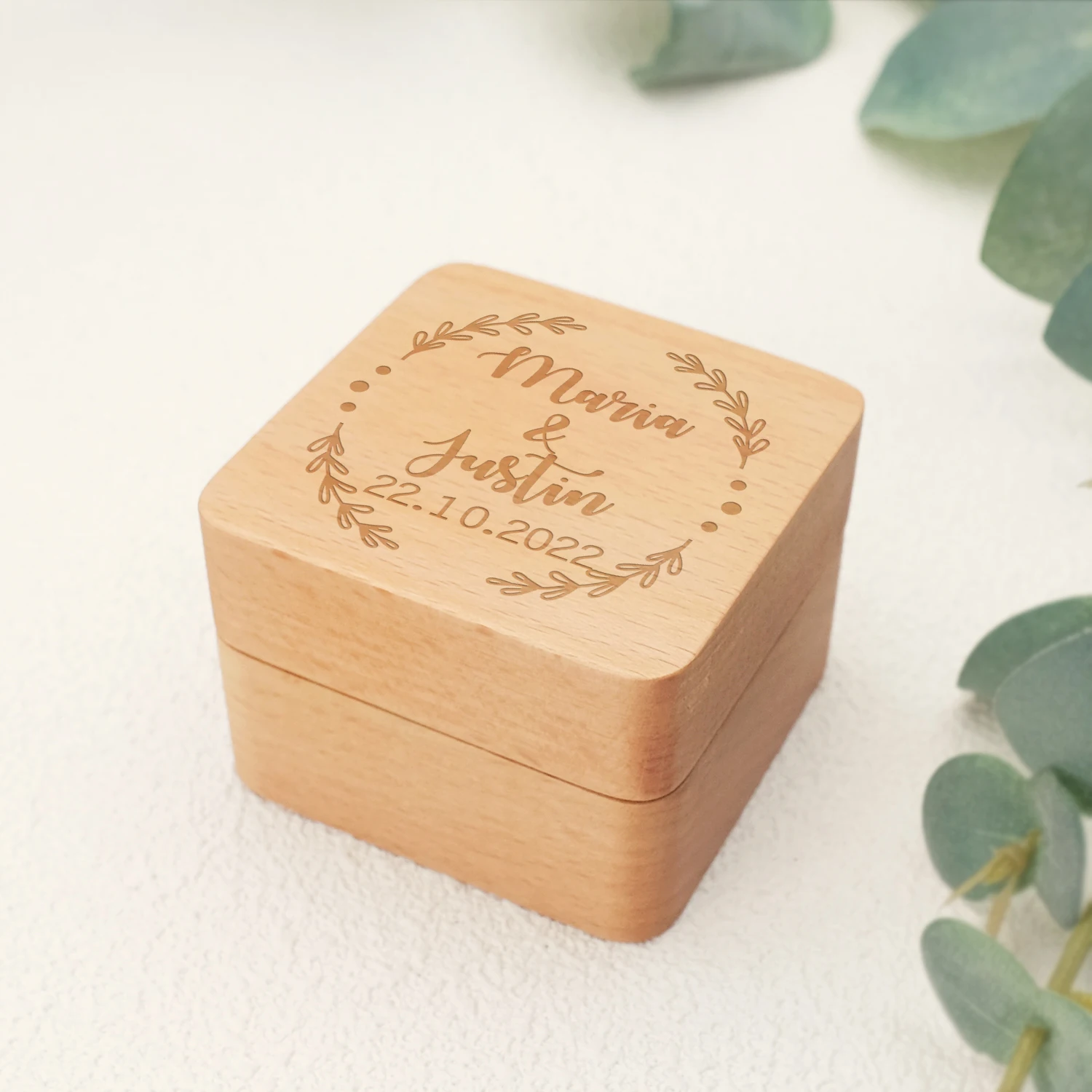 Personalized Wedding Ring Box Proposal Ring Bearer Jewelry Storage Box Custom Anniversary Ring Holder Rustic Wedding Decoration personalized hexagon ring bearer box wedding glass ring box decoration engagement box geometric jewelry storage box propose gift