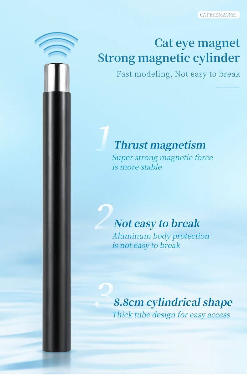 Cylindrical Cat Eye Nail Magnetic Stick UV Gel Polish Glitter Effect Manicure DIY Tools Nail Magnetic For 3D Cat Eye Painting