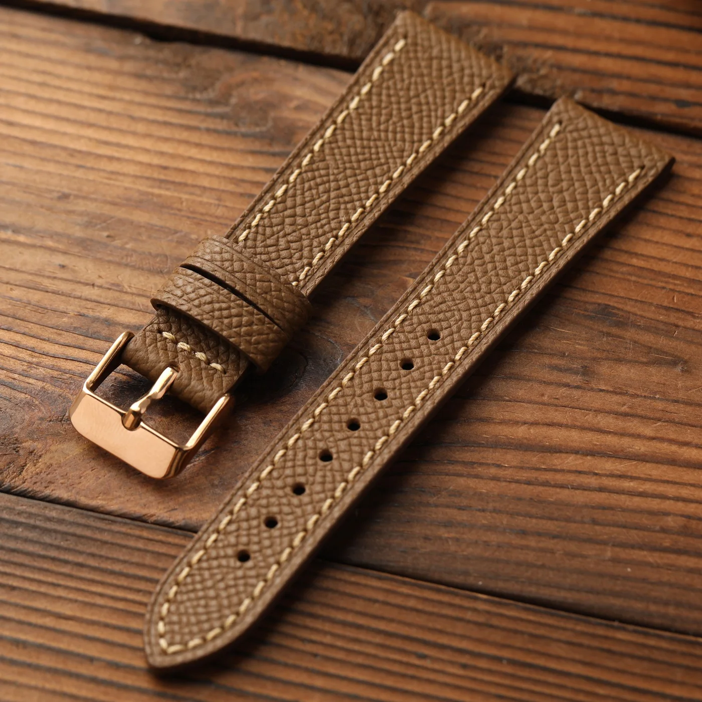 Elegant Black and Gray Handcrafted Leather Watch Strap – Premium Top-Grain French Cowhide