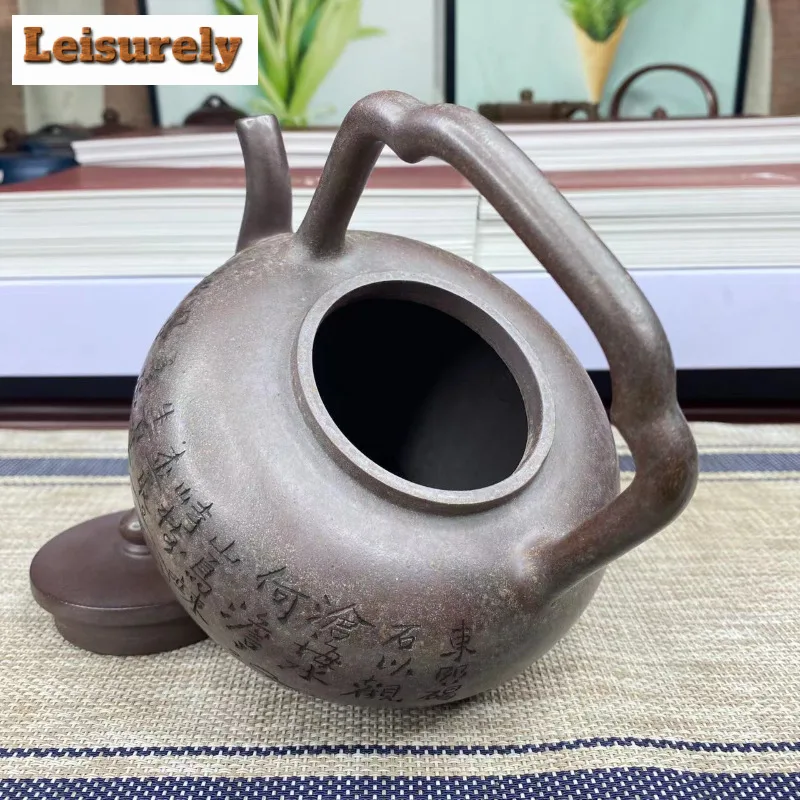 700ml Yixing Purple Clay Teapots Handmade Pot Raw Ore Dragon Kiln Wood Burning Mud Tea Brewing Kettle With Strainer Zisha Teaset