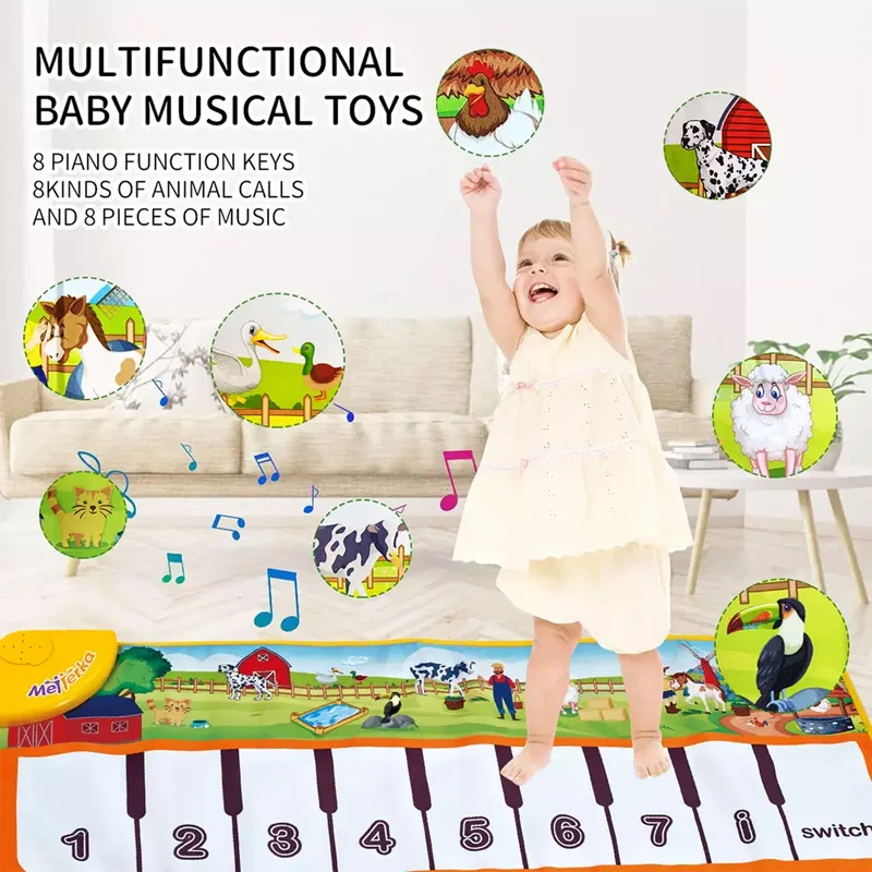 Tapis Musical Pour Bébé Avec 24 Sons, Jouets Musicaux Pour Enfants, Tapis  De Piano, Tapis De Clavier, Couverture Animale, Tapis De Jeu Tactile, Jouets