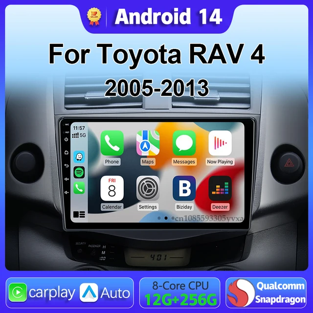 Android 14 Carplay Car Radio Multimedia For Toyota RAV4 Rav 4 2005 - 2013 navigation video DVD Autoradio Stereo 2din 4G+BT GPS