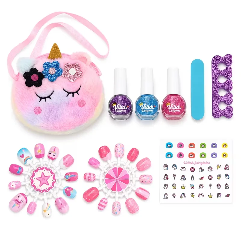 Unicorn Nail Art Kit - Creative DIY Nail Decoration Set with Portable Storage Bag