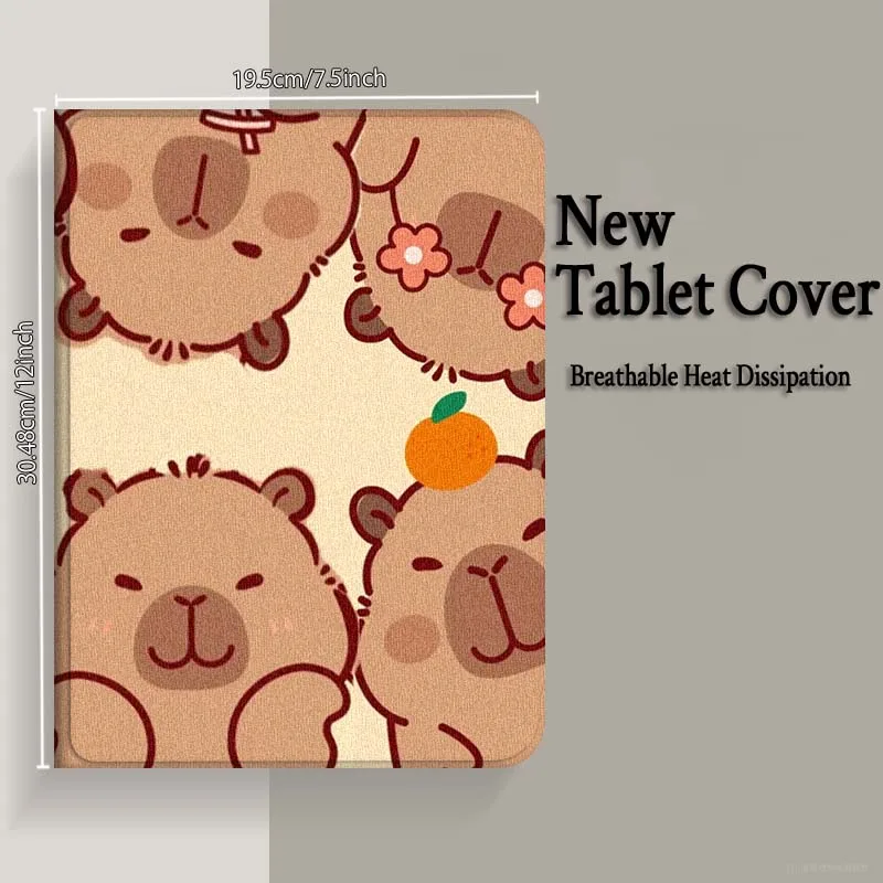 Capybara Cartoon Cute Art Tablet Case Cover