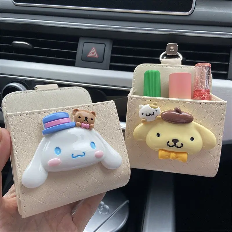 

Sanrio Cinnamoroll Kawaii Anime Car Interior Decoration Car Storage Box Car Vent Storage Bag Multifunction Universal Cute 2023