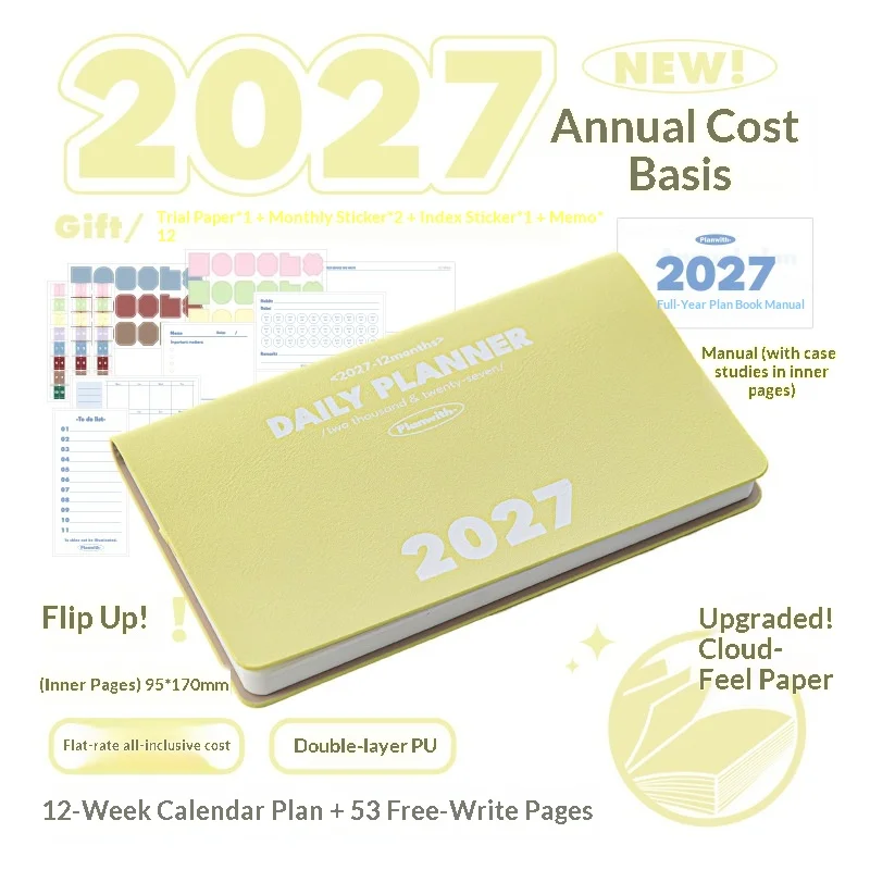 Premium Daily Planner: 12-Month Schedule Agenda Book for Work and Study - Office Stationery Supplies