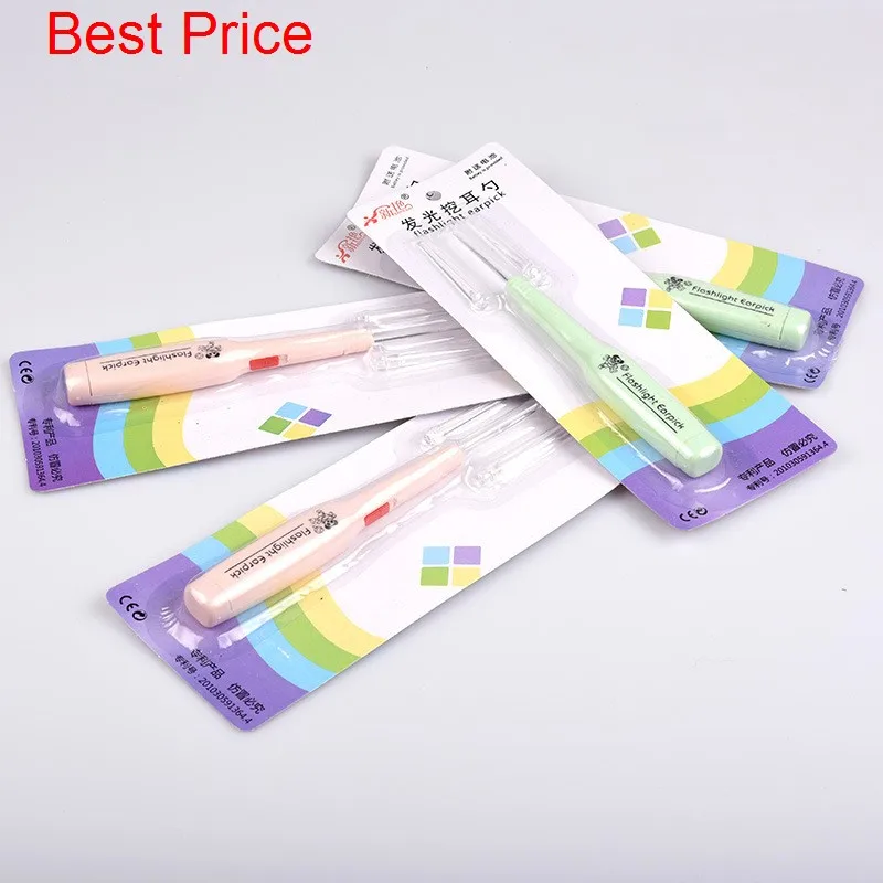 100Pcs Flashing Light LED Ear Wax Pickers Remover Curette Cleaner Earpick Spoon Care Ear Clean Tool Pick Wax Random Color