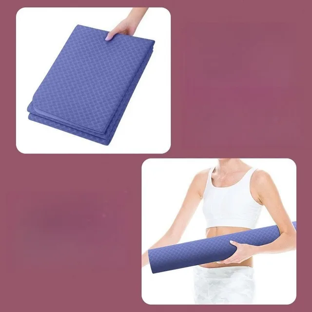 TPE Folding Yoga Mat Sports Anti Slip Shock-absorbing Fitness Folding Mat High-density 6mm Portable Belt Wear-resistant Rest Mat 4