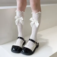 Baby Spring Summer Thin Lolita Sock Bowknot Stockings Girl Long Socks School Uniform Princess Calf Socks Kids Knee High Stocking 4