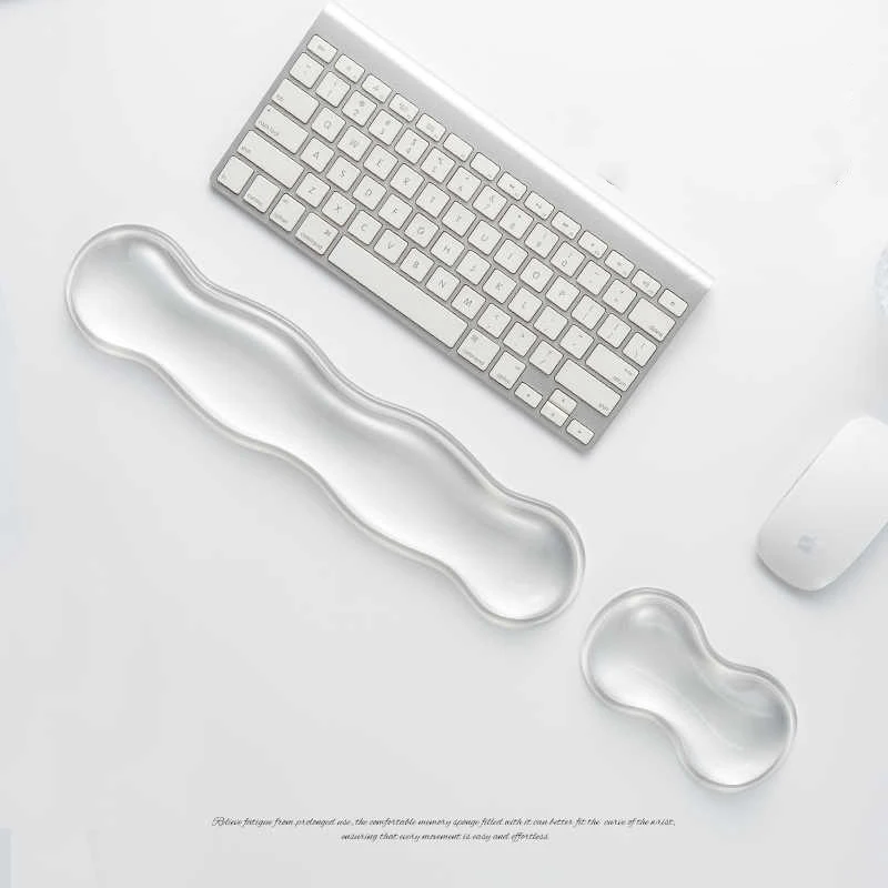 Silicone Keyboard Mouse Wrist Rest Support Ergonomic Wave Hand Pad Cushion Comfortable Soft for Gaming Office Computer Laptop
