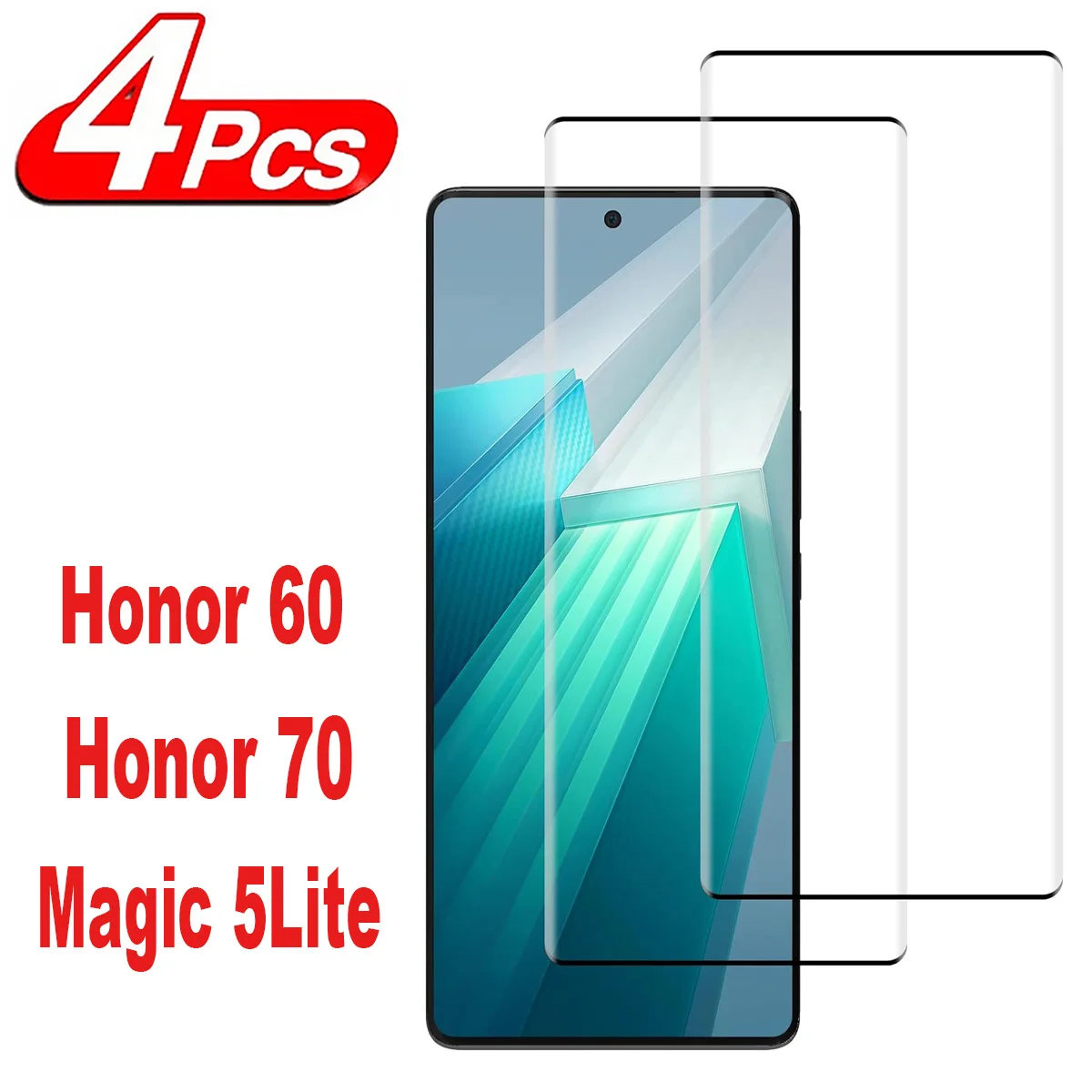 보호대 강화 유리 필름, Huawei Honor 60 70 Magic 5 6 Lite Pro 커브드 스크린, 2 PCs, 4PCs