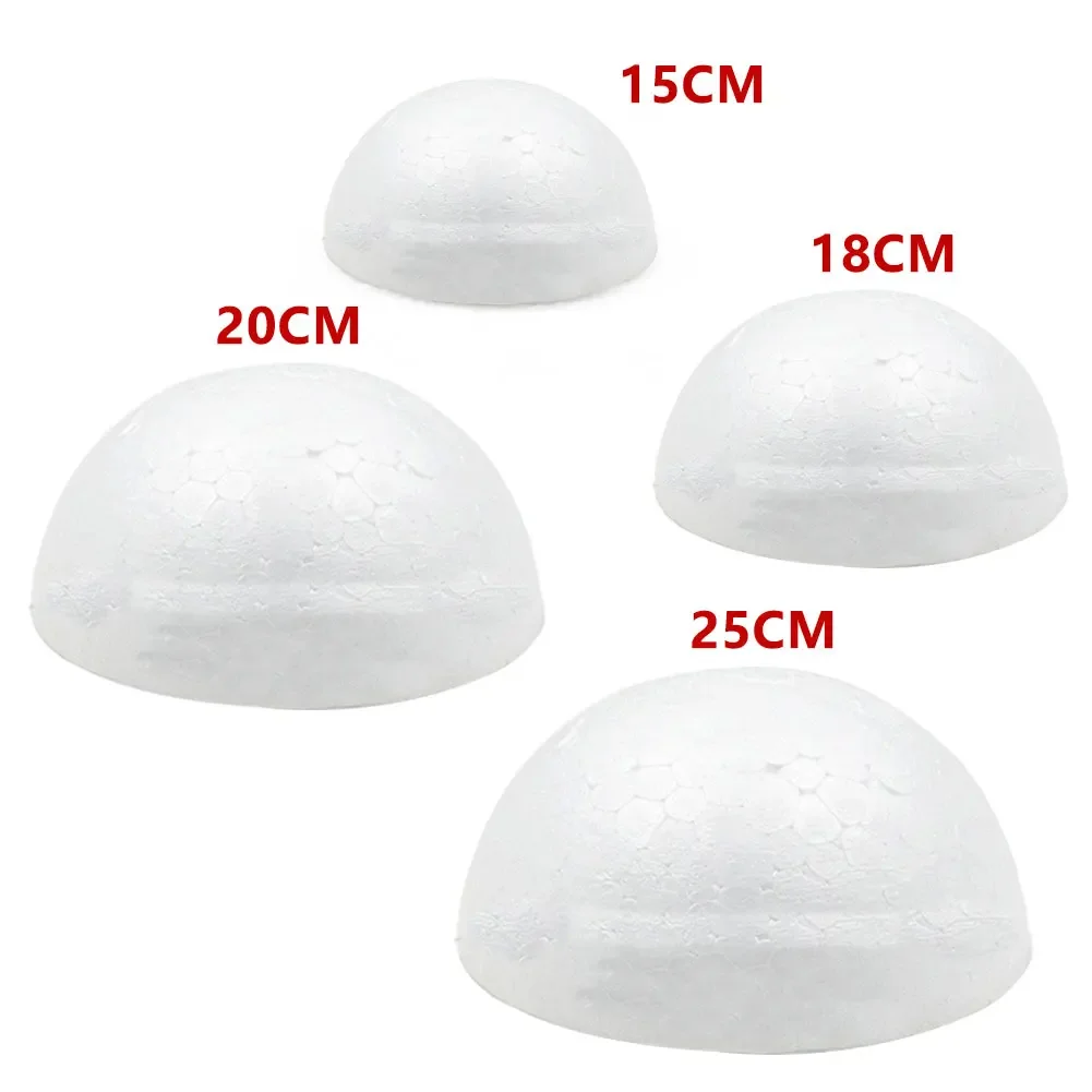 Half Round Polystyrene Foam Ball 1pc 15cm/18cm/20cm/25cm For DIY Christmas Natal Kids Painted Wed Party Flower Ball Decor