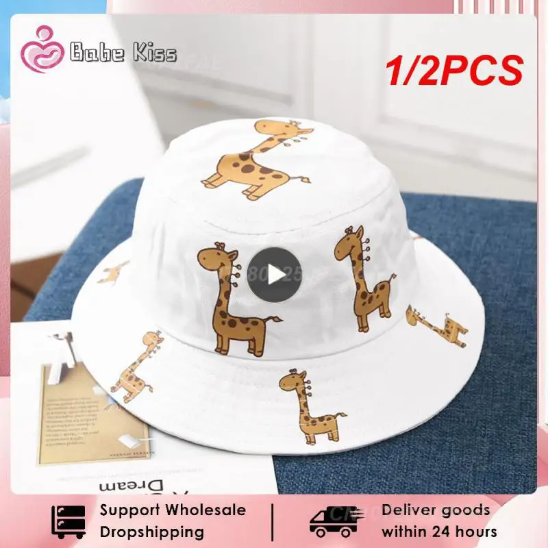 

1/2PCS Spring Autumn Children's Bucket Hats Cartoon giraffe Sun Hat Boys Outdoor Beach Hat Camping Fishing Casual