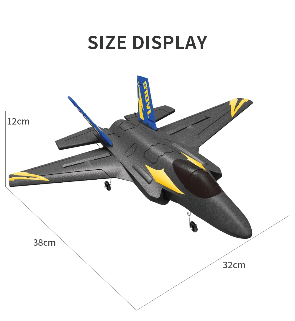kF605 Polystyrene Glider Rc Plane Gyroscope, SIZE DISPLAY 12cm 38cm 32cm