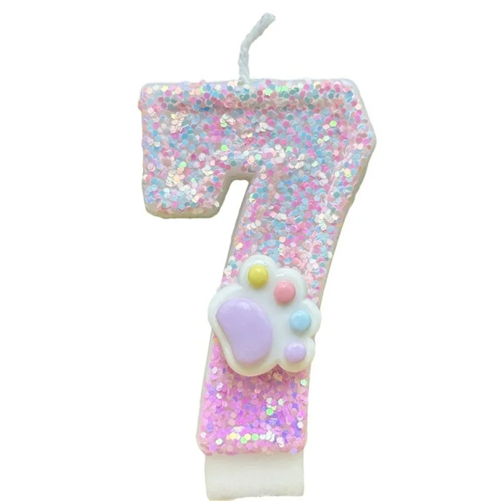 Neue 3D-Zahlenkerzen zum Dekorieren von Kuchen, glitzernde rosa Klaue, Themennummernkerzen, Kuchendekoration, Geburtstagsfeier, Kuchendekorationskerzen – Detail 12