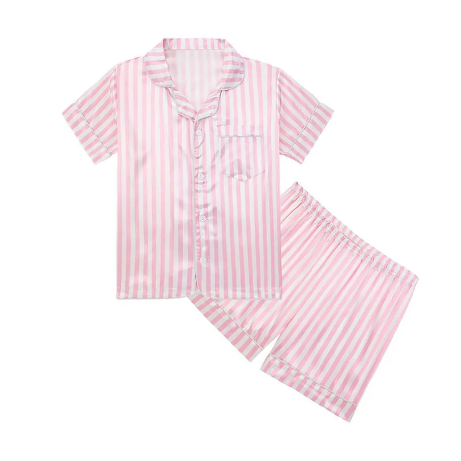 

Children's Short Sleeved Shorts For home wear, boys and girls alike, thin printed pajama set Children's Clothing Sleepwear