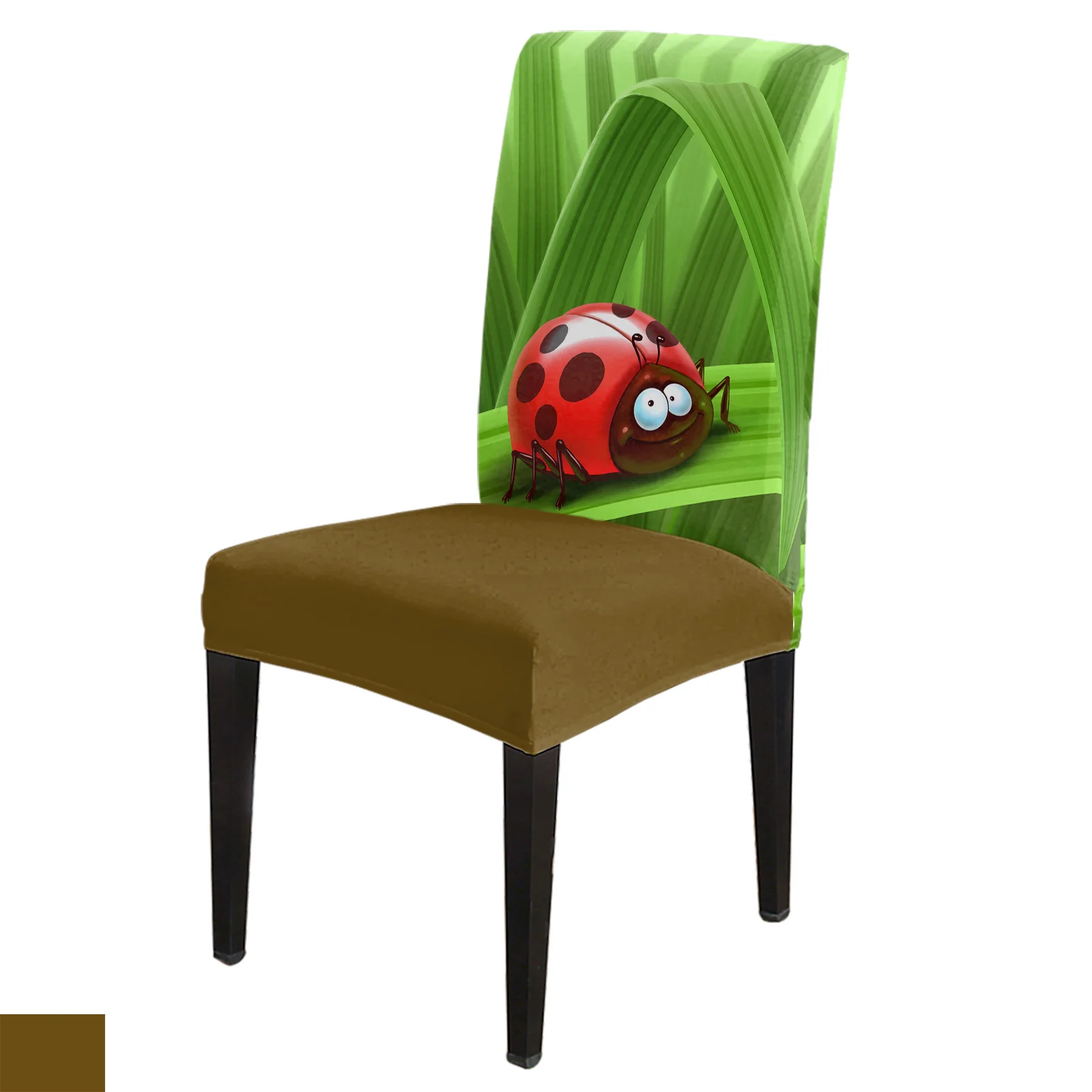 

Ladybug Cartoon Leaves Chair Cover Spandex Elastic Dining Chair Slipcover Wedding Banquet Hotel Stretchy Seat Cover