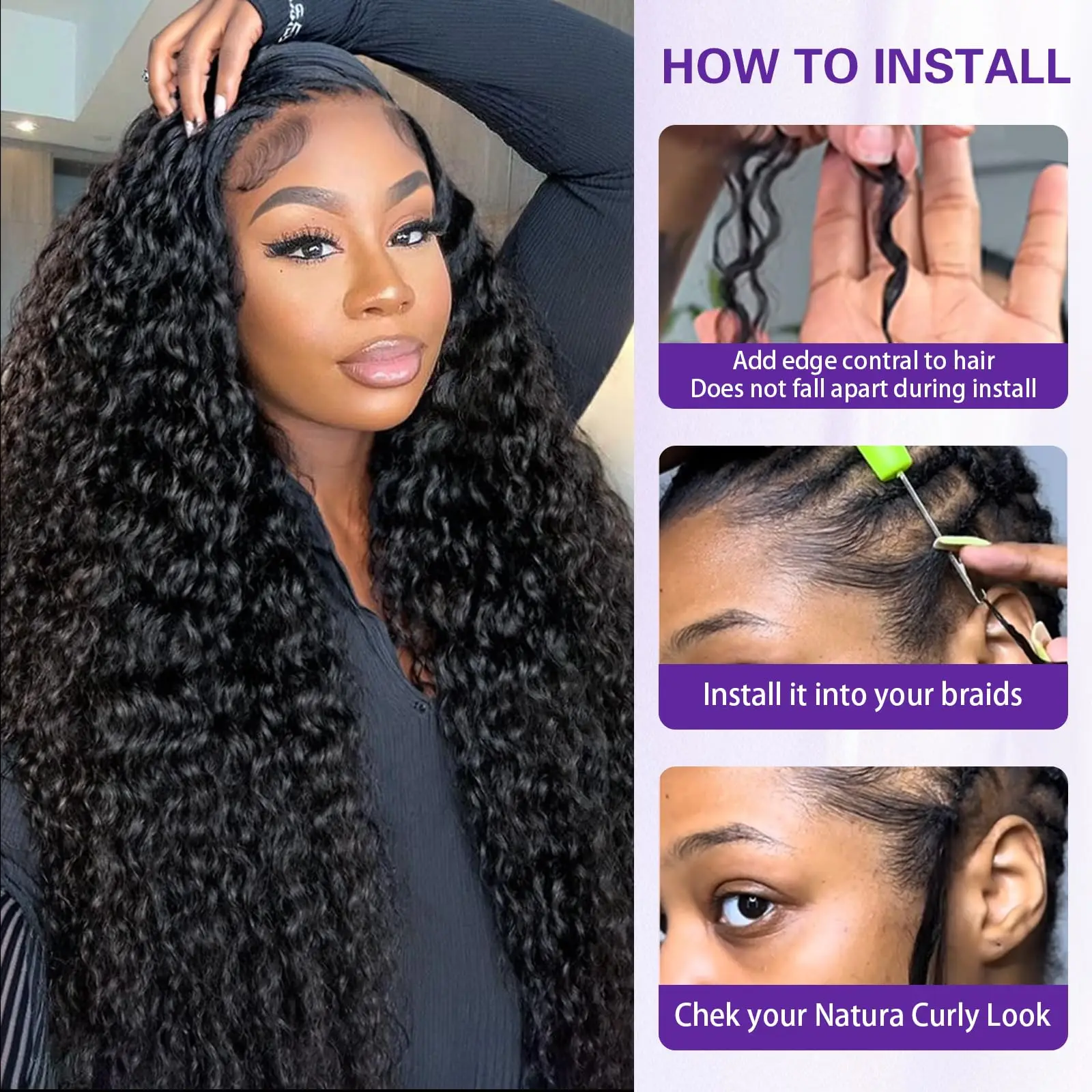 Burmese Curly Human Hair Crochet Braids Extensions Pre Separated Burmese Remy Hair Bundles 12A Lightweight Reusable Remy Hair Extensions For Women Natural Black Color 5