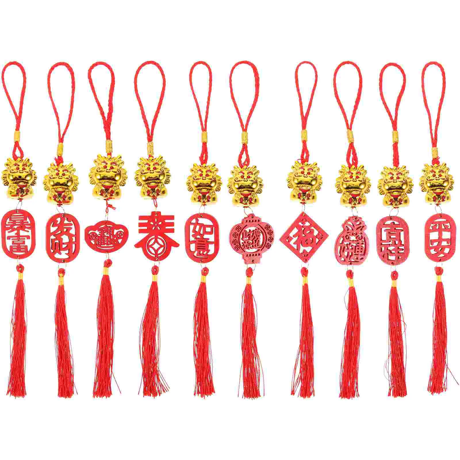

Chinese Dragon Spring Festival Pendants Flowerpot Bonsai Hanging Ornaments Red Tassel Car Interior Decoration