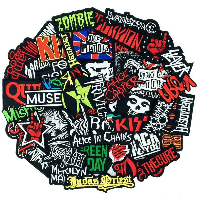 Embroidery Patches Punk Rock Music Band Embroidery Patches DIY Applique Sewing Supplies Decorative Badges Classic Nostalgia MUSIC