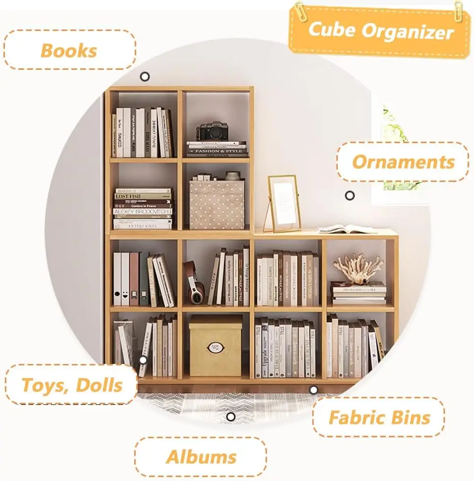 4 Cube Organizer Bookcase - Fabric Storage Bins Container 4