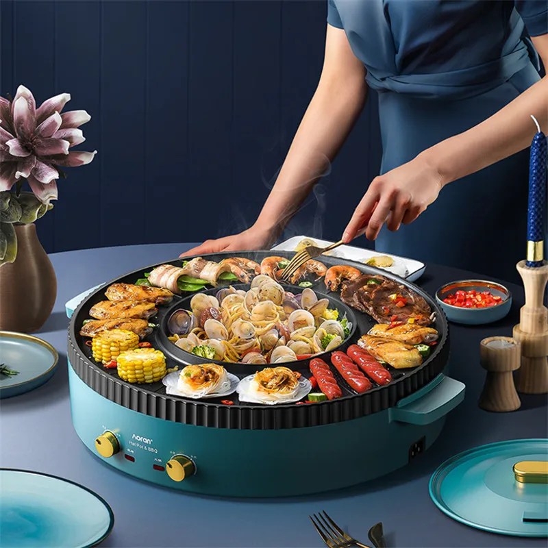 

Aoran Multi-functional Hotpot, Net, Braised, Roasted and Roasted in One Pot Smokeless Electric Barbecue Grill Machine Oven Pan