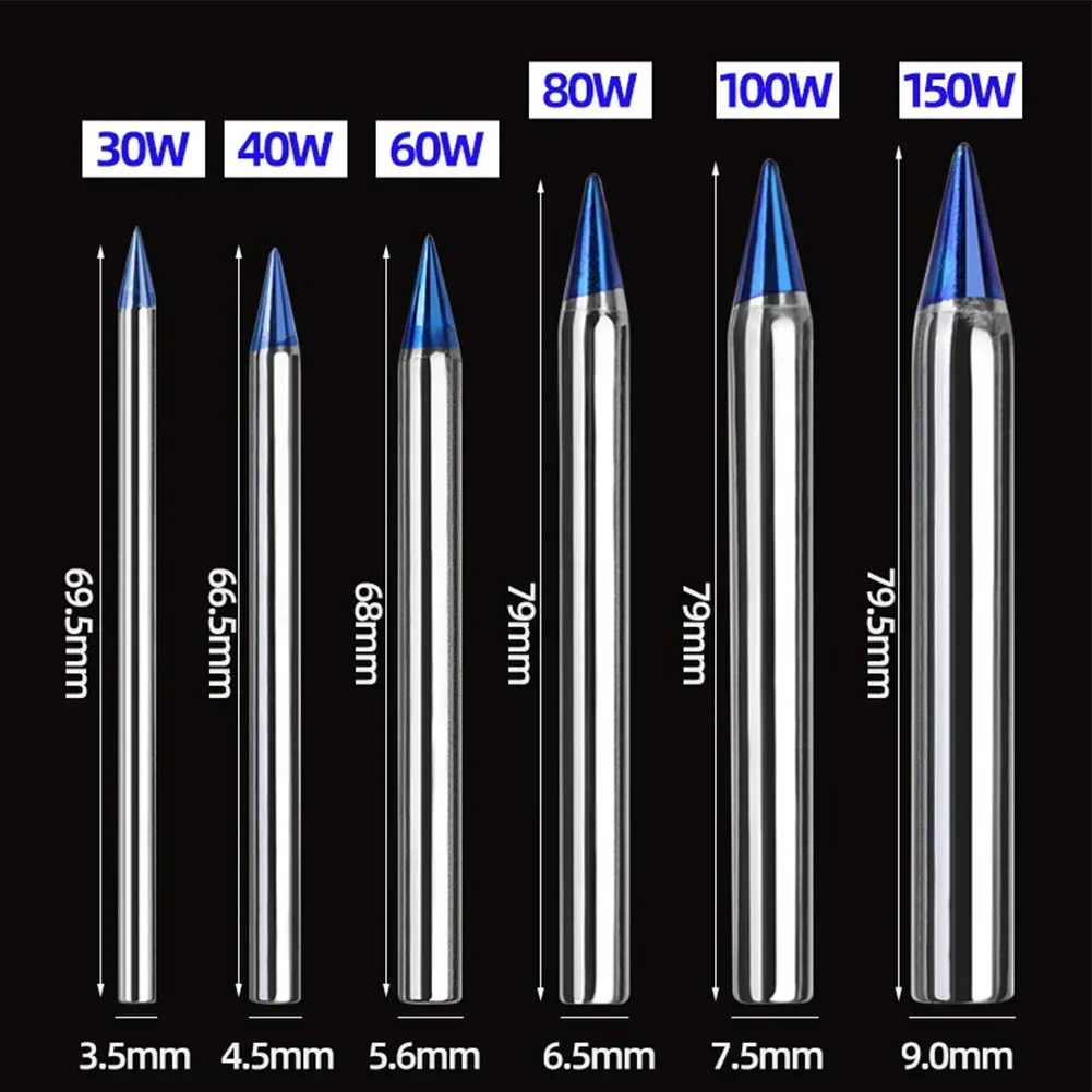 Soldering Iron Solder Iron Kit Soldering Iron Tips 1pc Blue Pointed 30/40/60/80/100/150W External Heat Lead-Free Station Solder