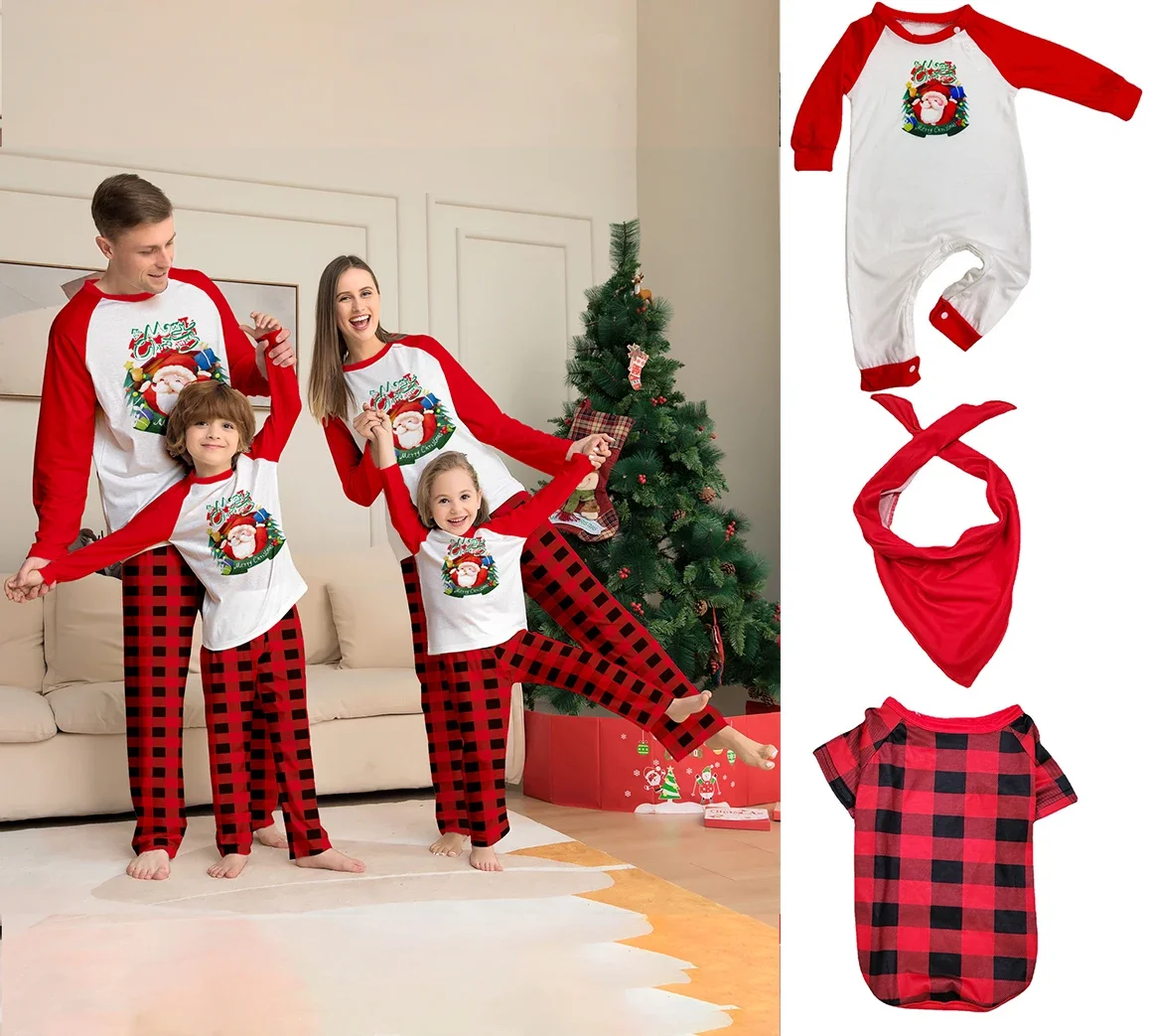 thumbnail image 2 of 2023 Feliz Navidad Ropa de Año Nuevo Mamá Hija Papá Hijo Bebé Conjuntos a juego Traje de 2 piezas Pijamas familiares Ropa de casa de algodón Pijamas, 2 of 5