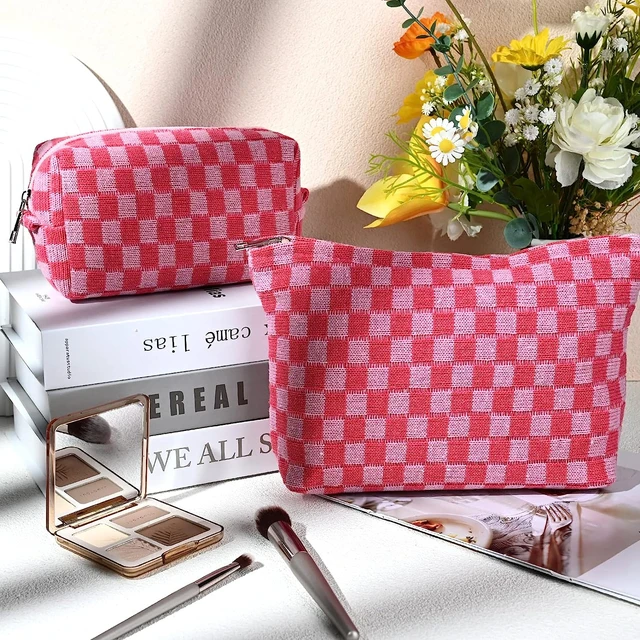 Pink Floral Makeup Bag Cute Makeup Bag Aesthetic Cosmetic Bag Pink