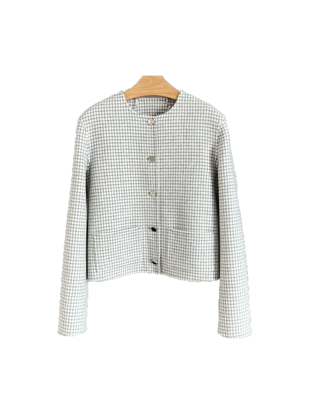 

Round neck short jacket fashion temperament simple versatile 2024 fall and winter new 1213