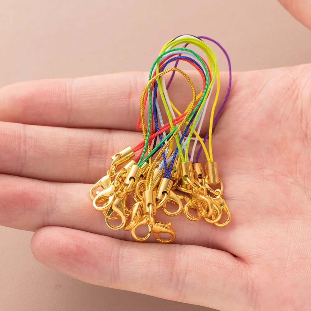 Vibrant Gold/Rhodium Charm Cord with Lobster Clasp for DIY Jewelry and Accessories Crafting - 50pcs