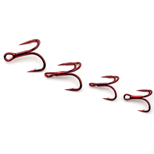 10pcs/box Red Nickle Short Shank Treble Hooks Fishing Lure VIB