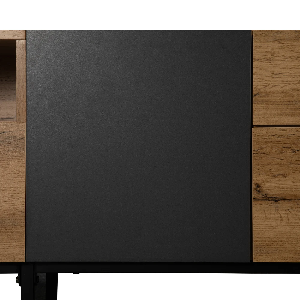 PINGGO 180CM Moderner Farbblock-TV-Schrank mit Holzgitter TV-Einheit Aufbewahrungskonsole für Wohnzimmer – Detail 20