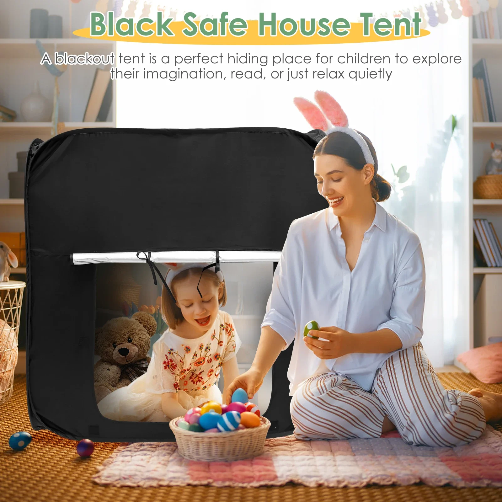 Sensory Tent for Kids Portable Children'S Indoor Pop Up Tent Princess Boy Baby Game House Folding Black Out Tent Sensory Calming