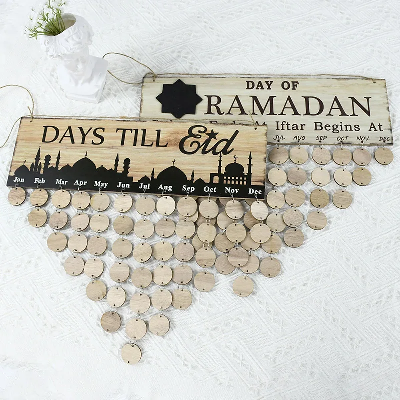Eid Mubarak DIY Decor Wooden Calendar Pendant Family Wedding Birthday Special Days Countdown Reminder Board for Christmas Gifts christmas countdown calendar christmas advent calendar