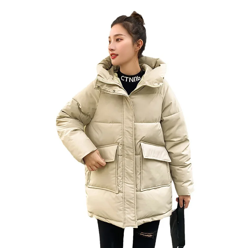 2023 New Winter Women Mid-long Parkas Jackets Casual Thick Warm Hooded Pattern Coat Female Winter Outwear Jacket Parkas