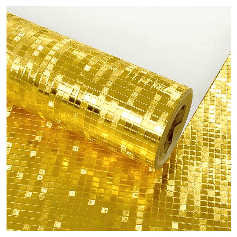 Gold Foil Wallpaper Self Adhesive Paper Gold Reflective Gold Yellow Living Room Bar Buddha Hall