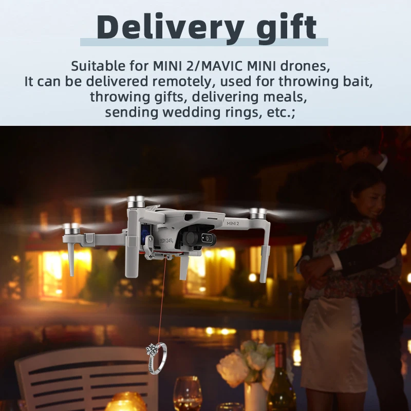 Description Picture 4 of itemAirdrop System For Mini 2 Drone Fishing Bait Wedding Ring Gift Deliver Life Rescue Thrower For DJI Mini 1/2/SE Drone Accessory