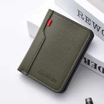 1Pc New Ultra-thin Mini Soft PU Leather Credit Card Wallet Holder Short Vertical High Quality Men's Wallet 10