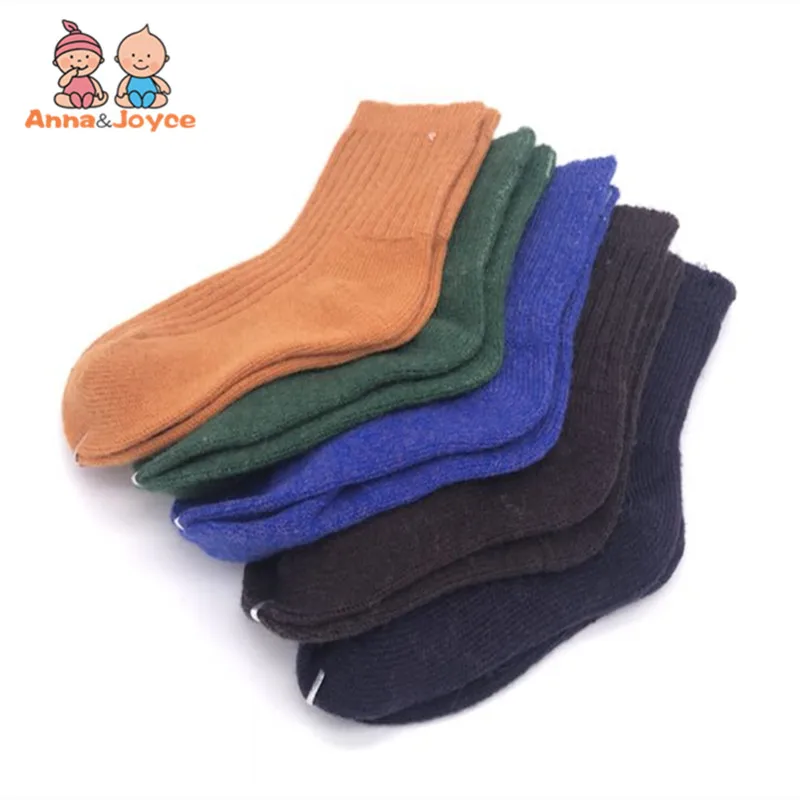 children socks 4pairs/Lot Winter Children Thick Socks Warm Wool Baby2-12Years Girls Boys Solid Socks