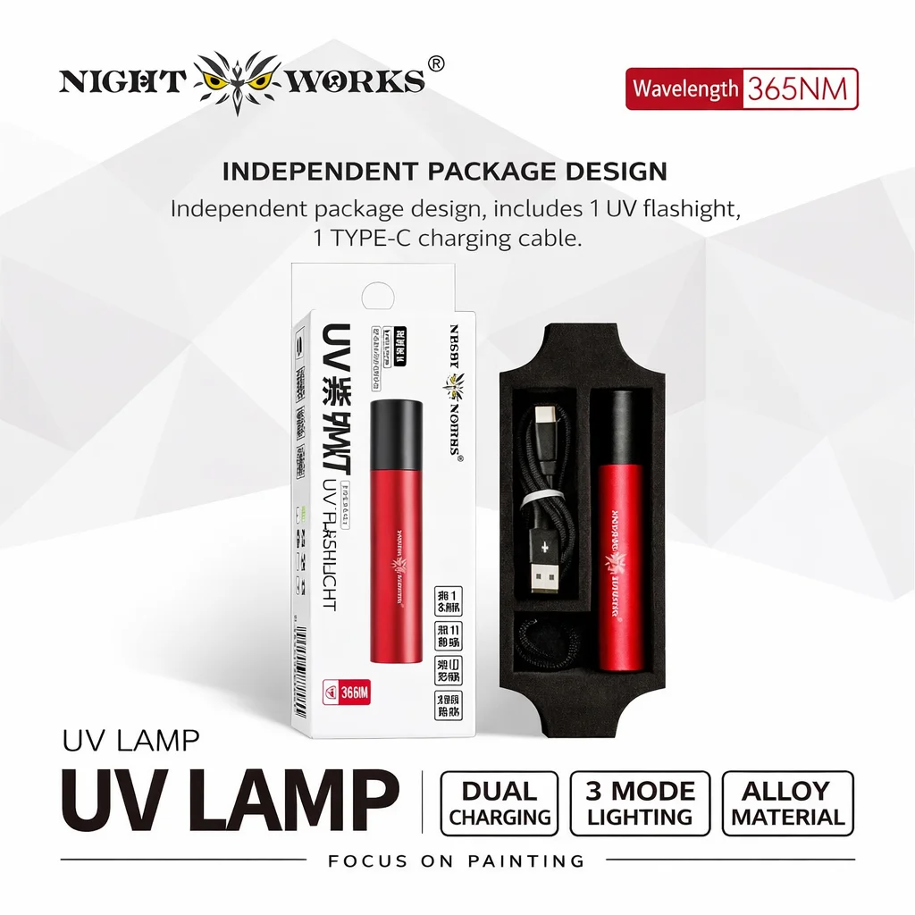 NightWorks NUV-01 자외선/UV 경화등 레진/형광 페인트 조립 모델 취미 도구용