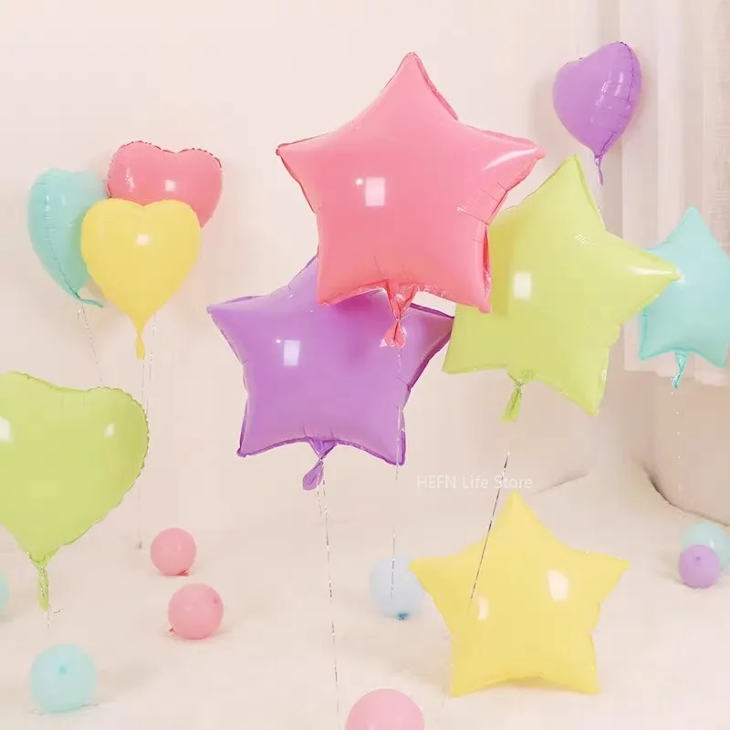 5pcs 18inch candy color star balloons heart-shaped Foil ballon wedding party decoration Birthday floating bal Thicken Ballons