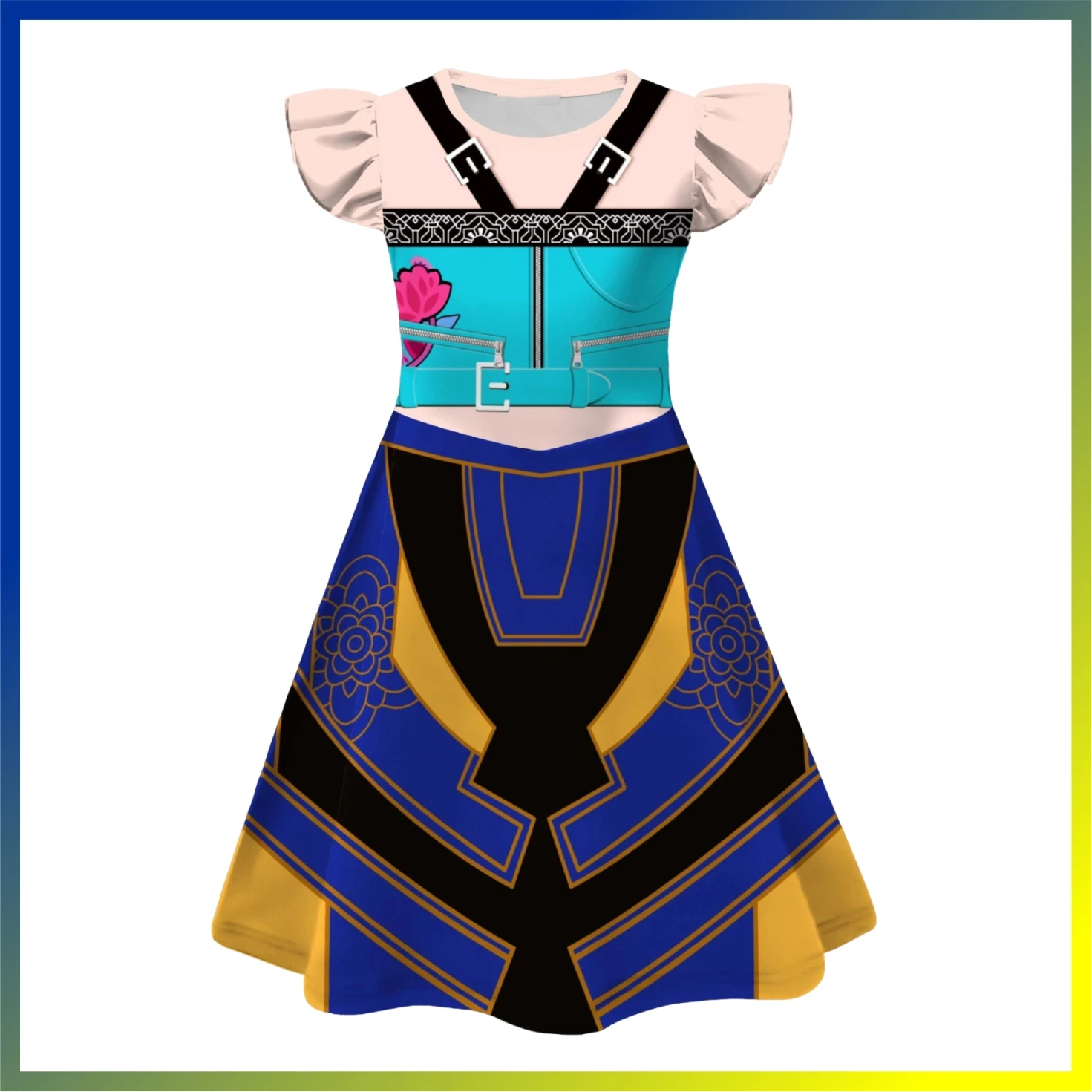 Halloween Colorful Cosplay Costume for Girls Group Singer Idol Role Play Christmas Flying Sleeve Dress