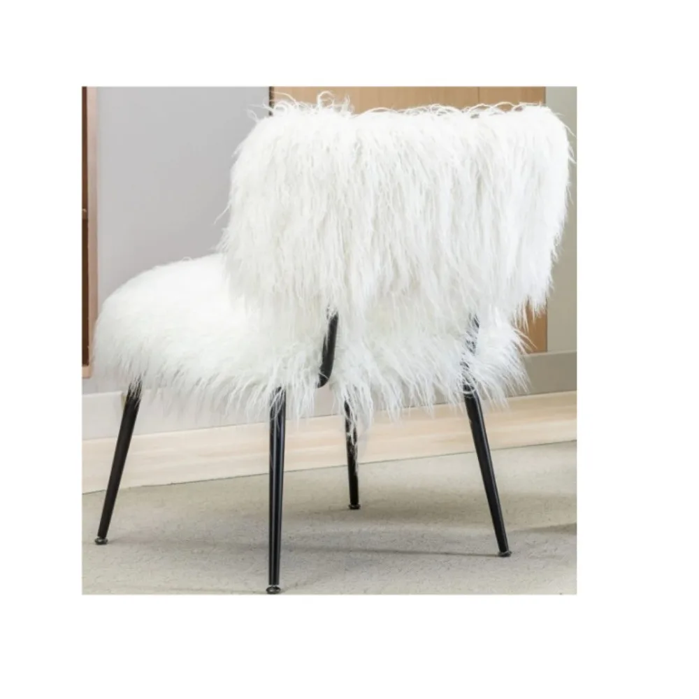 

Fluffy Upholstered Armless Chair And Stool for Living Room Chair With Footrest Single Sofa Lounge Chairs Furniture Backrest Home
