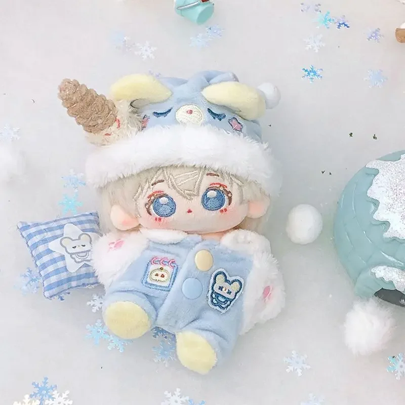 10cm Little Bear Pajamas Baby Clothes Cotton Doll Clothes Cute Blue Hat Set 3