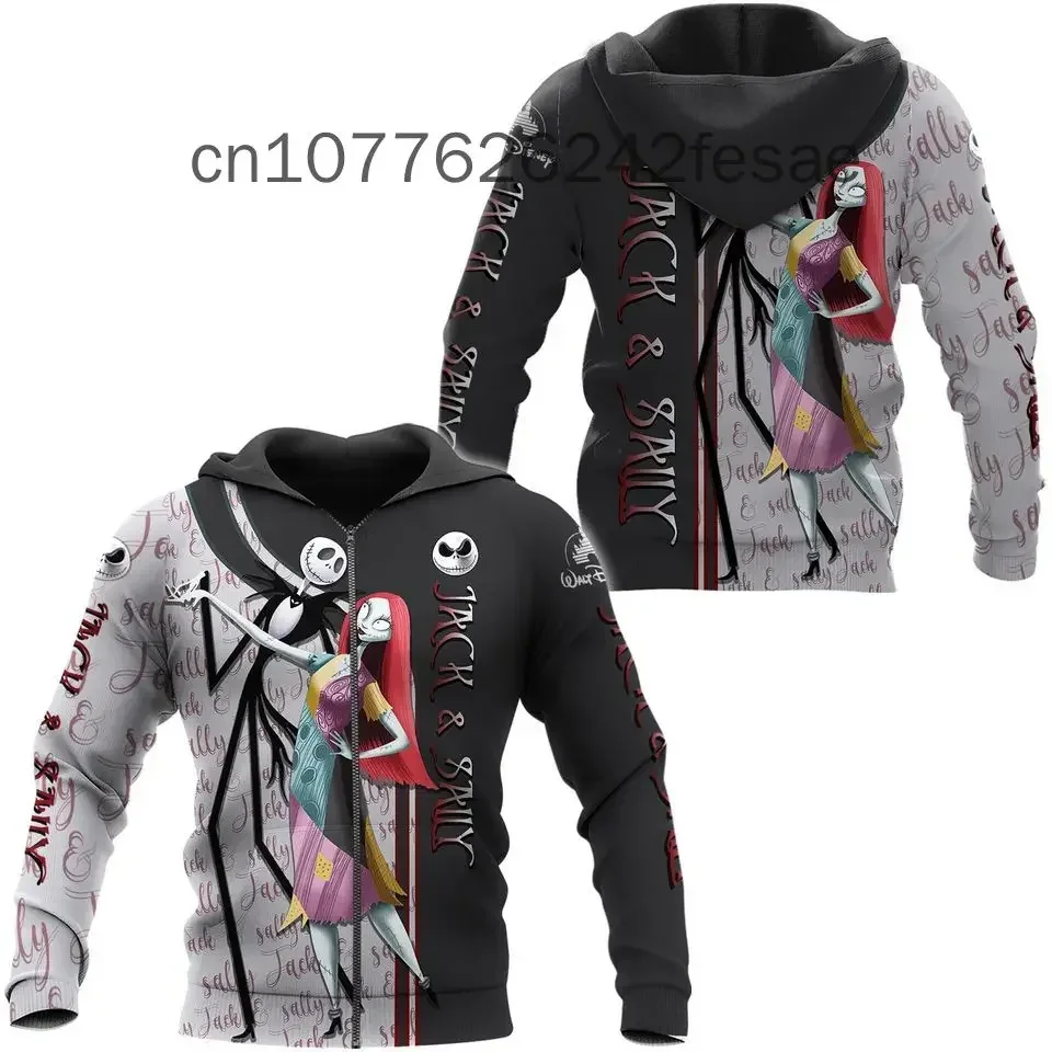 New Disney Jack And Sally Hoodie Nightmare Before Christmas Men and Women Zip Hoodie 2